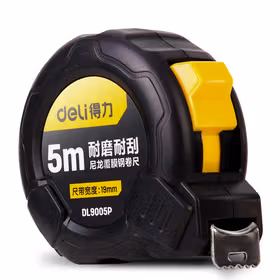 得力 尼龙覆膜钢卷尺5mx19mm；DL9005P（新旧交替，随机发货）
