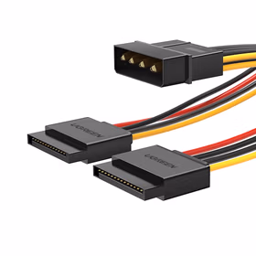 绿联UGREEN SATA4Pin转15Pin一分二电源线 50398 黑色