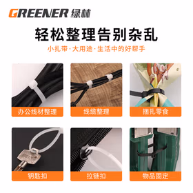 绿林自锁尼龙扎带电脑主机装机束线带桌面线缆理线带园艺捆绑扎带白色