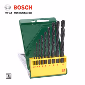 博世 HSS-R高速钢麻花钻头绿色套装-轧制1~10mm(10支装)；2607019442