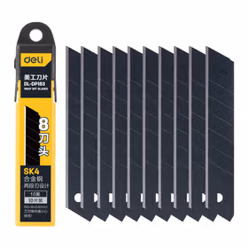 得力 SK4 刃美工刀片18mm厚0.5_8刀头,10片/盒；DL-DP183