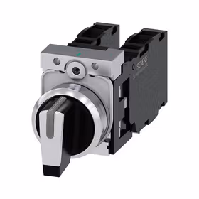 西门子 转换开关,22mm,金属,高光,白色,旋钮开关,短柄,3个开关位置,锁定,2x1NO+1NC,螺栓型端子连接；3SU11502BL601LA0