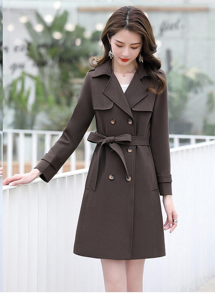 尚格帛 风衣2020秋季女装时尚简约纯色百搭休闲长袖中长款气质优雅